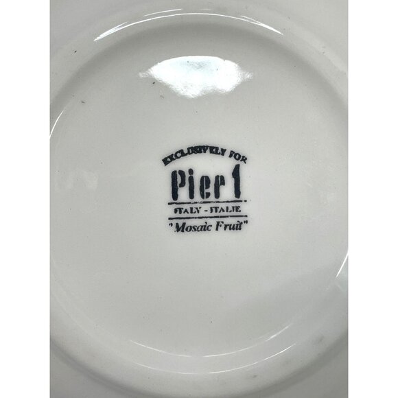 Set Of 2 Pier 1 One Exclusive Mosaic Fruit Plates With Pear Design Made in Italy - Picture 4 of 6